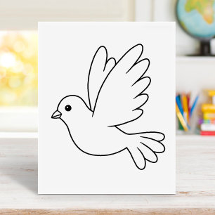 Flying Cartoon Dove Bird Farbing Page Poster