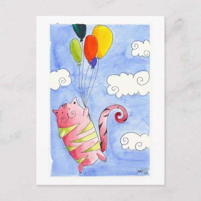 Flying Cat Postkarte (Vorderseite)