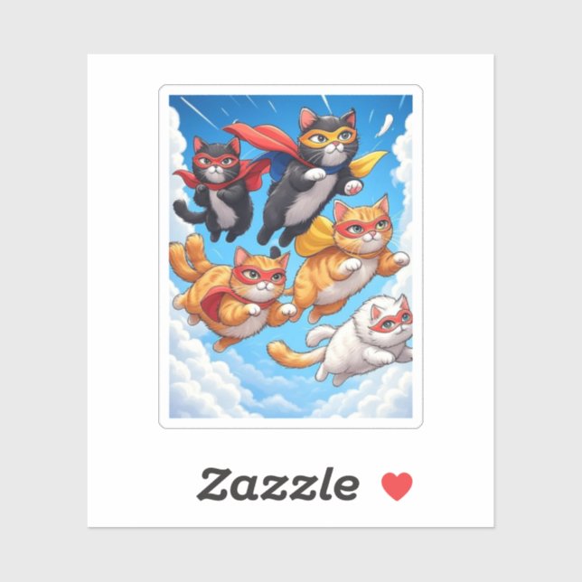 Flying Cat Squad - Superhero Cats Vinyl Sticker (Feuille)