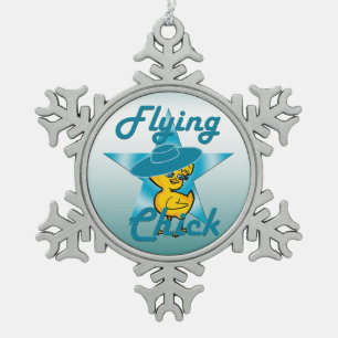 Flying Chick #7 Schneeflocken Zinn-Ornament