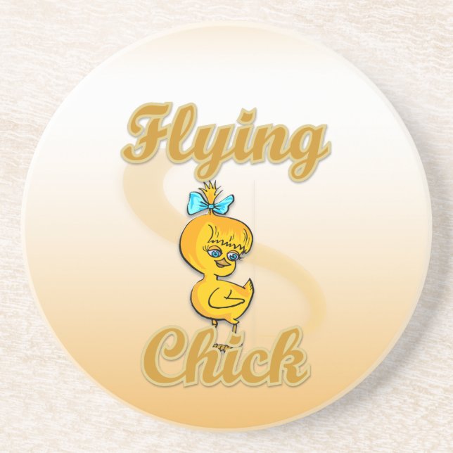 Flying Chick Sandstein Untersetzer (Vorne)