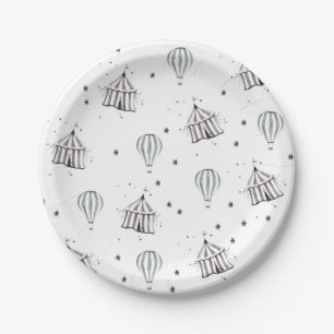 Flying Circus & Hot Air Ballon Wasserfarbe Kinder Pappteller