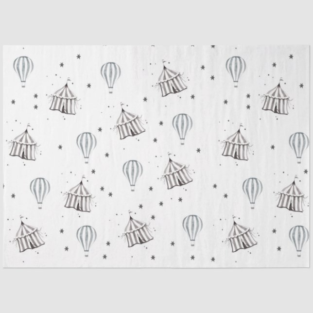 Flying Circus & Hot Air Balloon Wassercolor-Kinder Seidenpapier (Vorderseite)