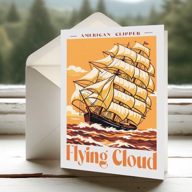 Flying Cloud American Clipper Ship Vintage Poster Dankeskarte (Flying Cloud American Clipper Ship Vintage Poster. Thank You Card)