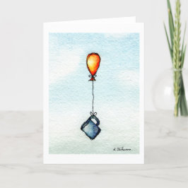 Flying Coffee Watercolor Grußkarte Karte