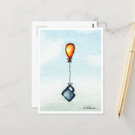 Flying Coffee Watercolor Postcard Postkarte