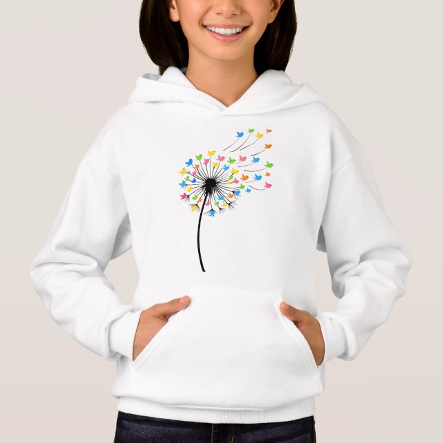 Flying colorful birds dandelion flow hoodie (Vorderseite)
