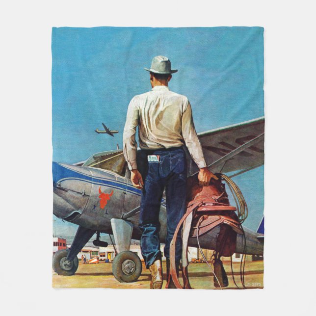 Flying Cowboy von Mead Schäffer Fleecedecke (Vorderseite)