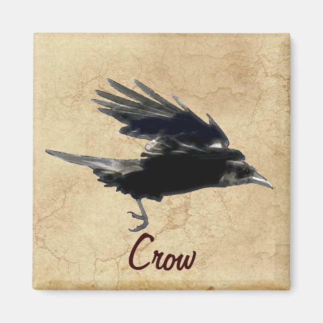 Flying Crow Birdlover Wildlife Supporter Magnet (Devant)