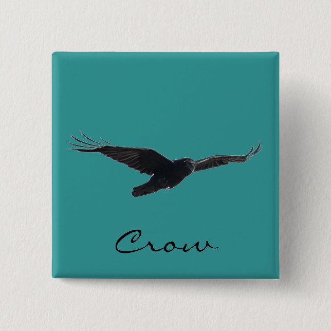 FLYING CROW Raven Wildlife Bird Art Button (Vorderseite)