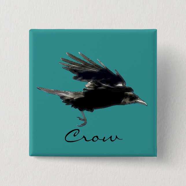 FLYING CROW Raven Wildlife Bird Art Button (Vorderseite)