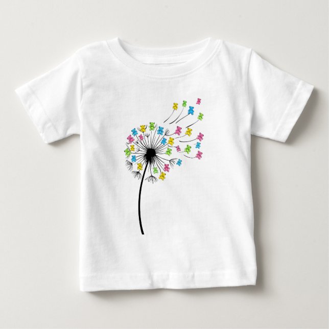 Flying cute bears dandelion flow baby t-shirt (Vorderseite)