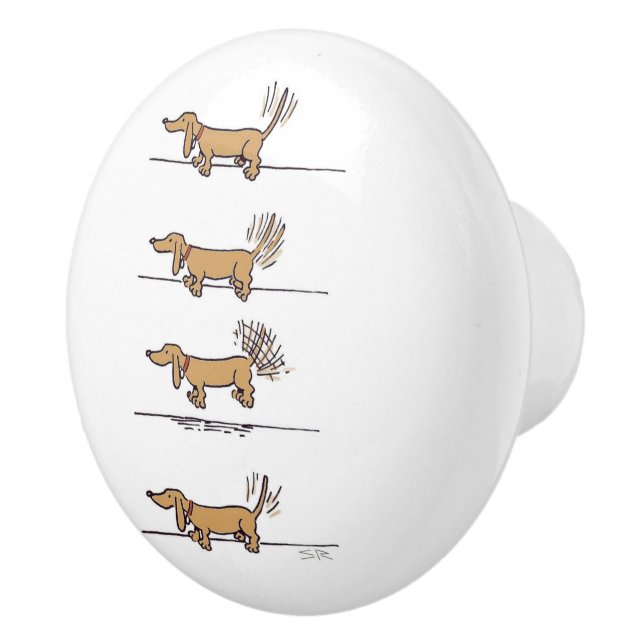 Flying Dachshund brun bouton en céramique brun (Droite)