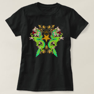 Flying Dragon Gilded Floral Star T-Shirt