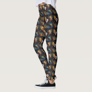 Flying Eagle Colorful Cosmic Art, Leggings