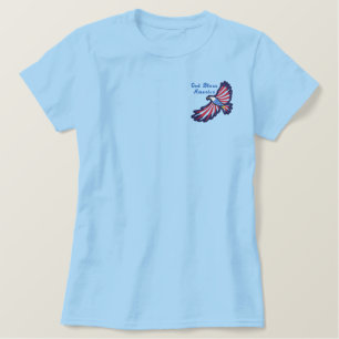 Flying Eagle God Bless America Patriotic Besticktes T-Shirt