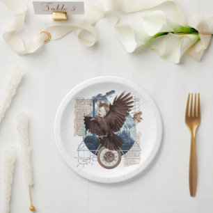 Flying Eagle mit mehreren anderen Elementen Collag Pappteller