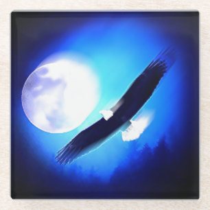 Flying Eagle & Moon Glasuntersetzer