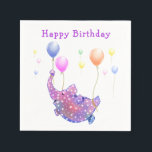 Flying Elephant Funny Birthday Napkins Serviette<br><div class="desc">Kindergeburtstag Napkins mit Niedlichem Sternenhimmel-Flying mit farbenfrohen Balloons - Funny Animals Cartoon Zeichnend - Anpassbar - oder wählen / Ihren einzigartigen Text / Name / Farbe hinzufügen - Ihr besonderes Geschenk machen - Größe ändern und verschieben oder entfernen und hinzufügen / Elemente / Text mit Anpassungs-Tool ! Zeichn und Design...</div>