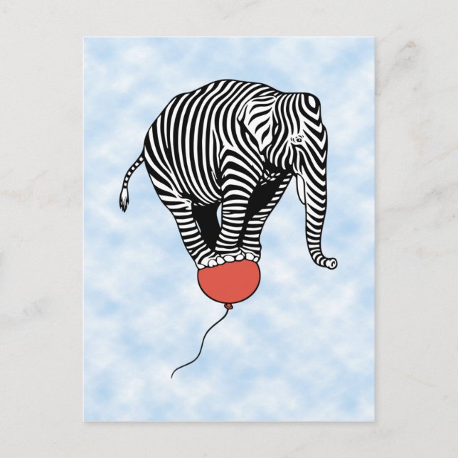 FLying Elephant Zebra Postkarte (Vorderseite)