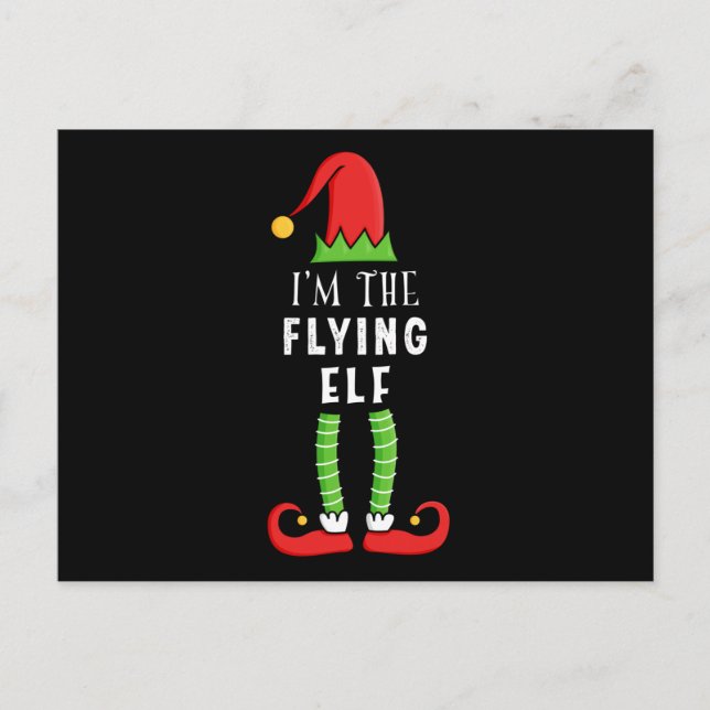 Flying Elf Weihnachts-Matching Familiengeschenk Postkarte (Vorderseite)