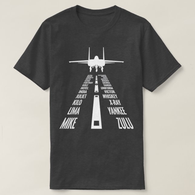 Flying F15 Adlerpilot Phonetische Alphabet R T-Shirt (Design vorne)