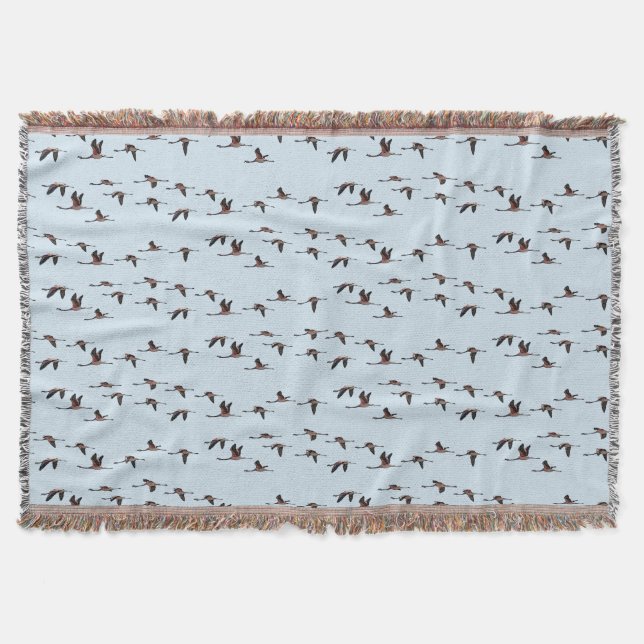 Flying Flamingos Throw Blanket (Light Blue) Decke (Vorderseite)