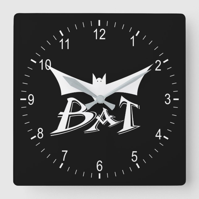 Flying Fledermaus Quadratische Wanduhr (Vorderseite)