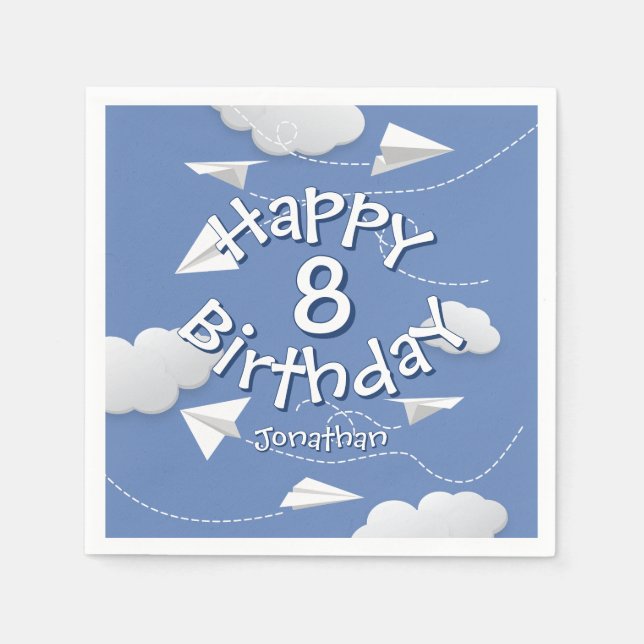 flying folded paper airplanes birthday serviette (Vorderseite)
