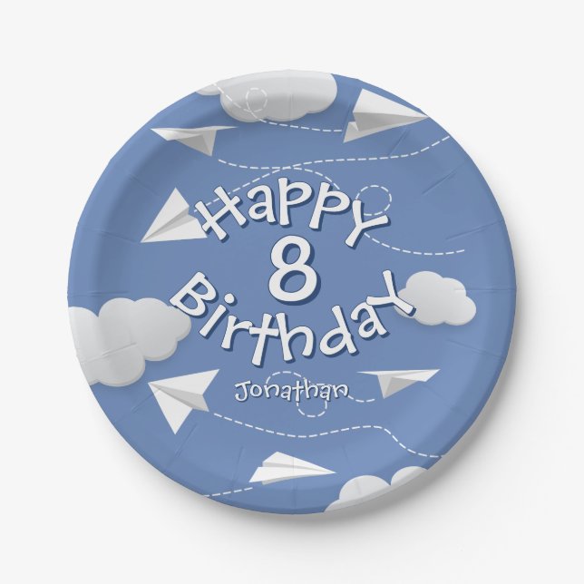 flying folded paper airplanes kids birthdays pappteller (Vorderseite)
