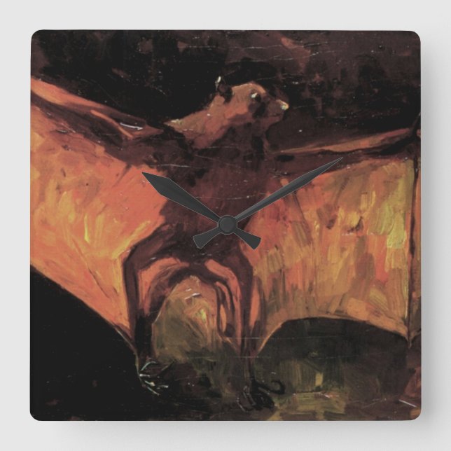 Flying Fox Bat von Vincent van Gogh Quadratische Wanduhr (Vorderseite)
