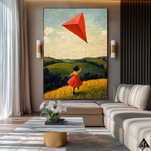 Flying Free – Naïf Kindheitsfreuden-Kunst Poster