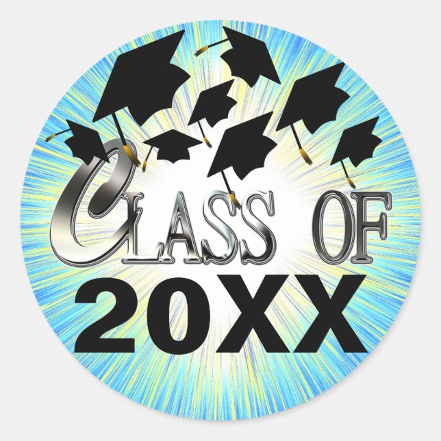 Flying Graduation Caps Class of 20XX Stickers (Vorderseite)
