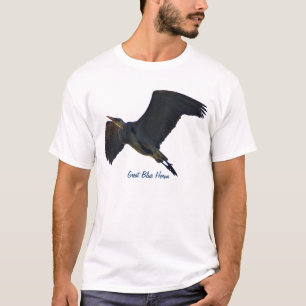 Flying Great Blue Heron Wildlife T - Shirt