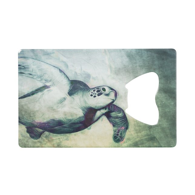 Flying Green Sea Turtle - Kreditkarte Flasche Open Geldkarten Flaschenöffner (Vorderseite (Horizontal))