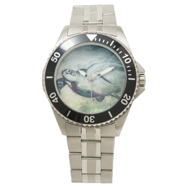 Flying Green Sea Turtle | Überwachung Armbanduhr (Vorderseite)