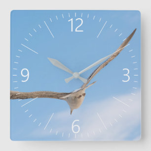 Flying gull quadratische wanduhr