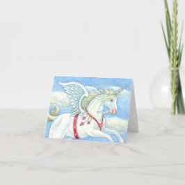FLYING HEARTS UNICORN, PEGASUS NOTE CARD Blank Karte