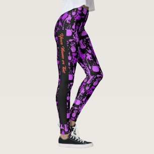 Flying Hexches pattern.Lila Black BG (PS) Leggings