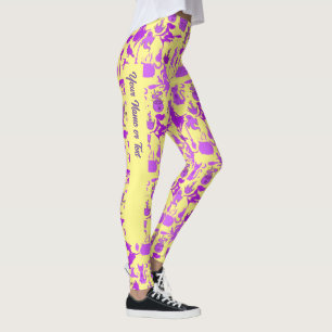 Flying hexches pattern.Lila L Yellow BG (PS) Leggings