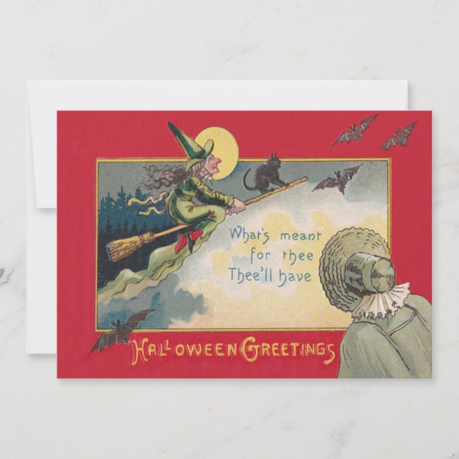 Flying Hexe Black Cat Bat Vollmond (Vorderseite)