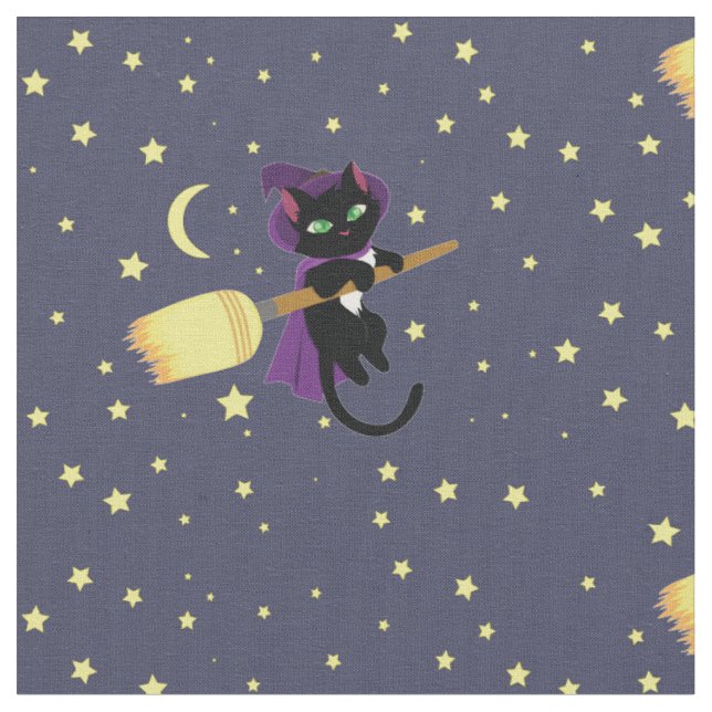Flying Hexe Cat Stoff (Nahaufnahme)