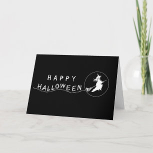 Flying Hexe Halloween Grußkarte, Black and Wh Karte
