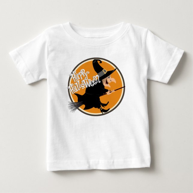 Flying Hexe Happy Halloween Baby T-shirt (Vorderseite)