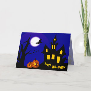Flying Hexe in Halloween-Nacht Karte