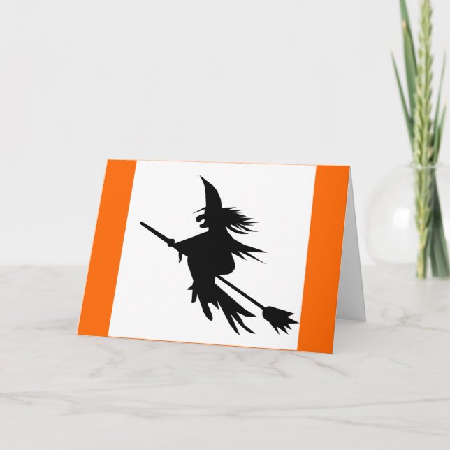 Flying Hexe Shadow | Vintage Halloween-Klassik Karte (Vorderseite)