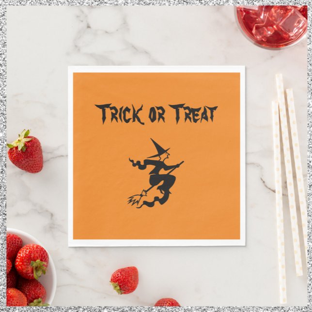 Flying Hexe Trick oder Treat Paper Napkins Serviette (Von Creator hochgeladen)
