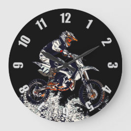 Flying High Motocross Dirt-Bike Racer Große Wanduhr