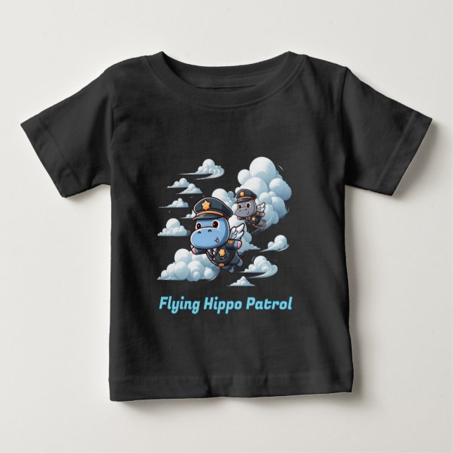 "Flying Hippo Patrol" Baby T-shirt (Vorderseite)