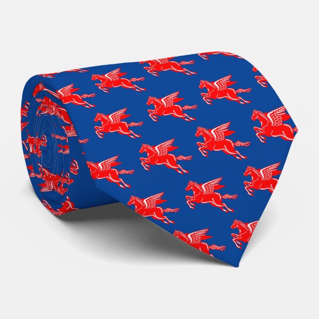 Flying Horse - Red and White on Deep Blue Krawatte (Gerollt)
